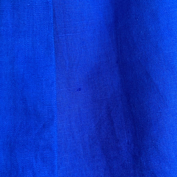 J. Crew Royal Blue Linen Blend Skirt XL Knee Length Pockets Lined Elastic Waist - Picture 5 of 9
